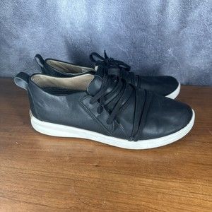 Olukai Malua Li Womens Size 8.5 Black White Leather Lace Up Shoes